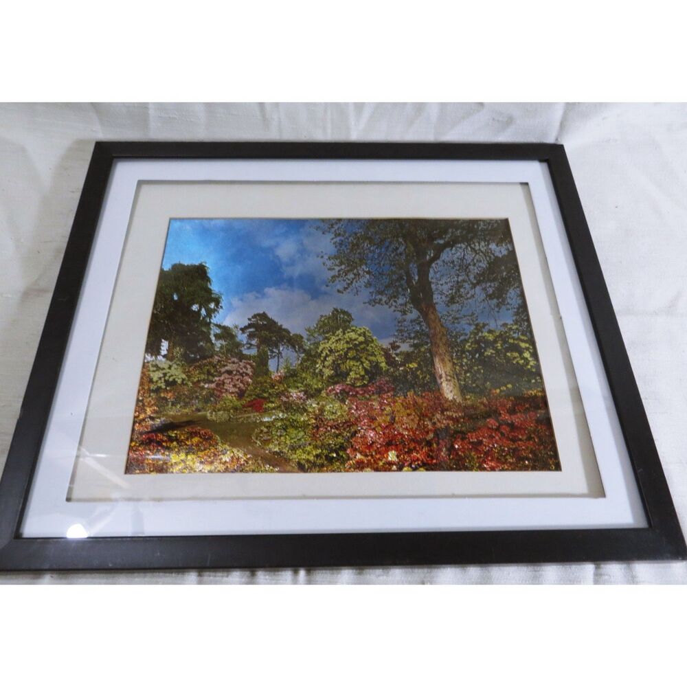 Vintage DUFEX Style Foil European "Garden Parkway" Framed 8" x 6.5"